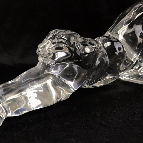 Vintage LENOX Crystal Glass Cat Panther Stretching Figurine 1994 Germany - Picture 3 of 12